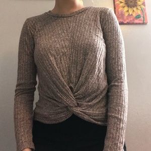 long sleeve shirt with tie in front